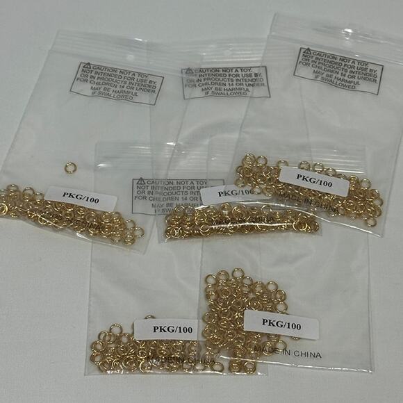 500 pcs Jump ring, gold-plated brass, 4mm round, 2.4mm inside diameter 20 gauge - Picture 2 of 2